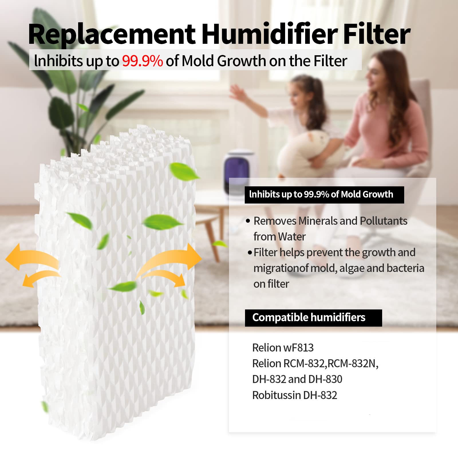 KingBra 4 x Humidifier Filter Replacement Filter Compatible with Relion WF813 ReliOn RCM-832