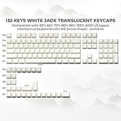 XVX White Jade Keycaps, Double Shot PBT Keyboard