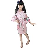 EQIQU Kids Girl's Silky Satin Kimono Robe for Spa Wedding Birthday Party Child Children's Gifts