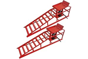 WUYULE Car Ramps,2Pcs 10000lbs Heavy Duty Hydraulic Car Ramps,Auto Portable Car Lifts for Home Garage,Car Ramps for Oil Changes,Ideal Car Vehicle Ramps for Maintenance (Red)