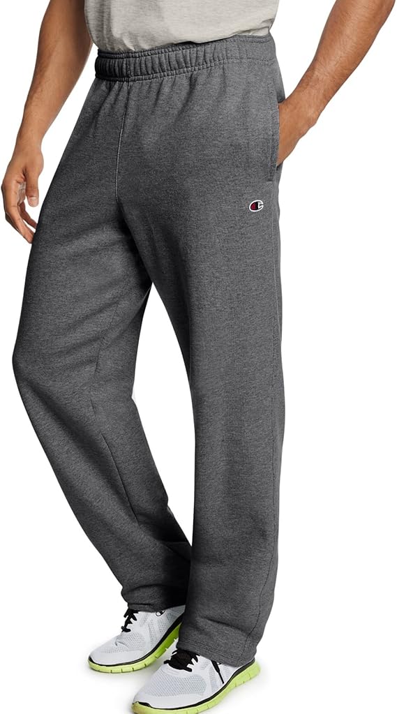 Champion Men's Powerblend Open Bottom Fleece Pant_Black Amazon.co.uk Clothing