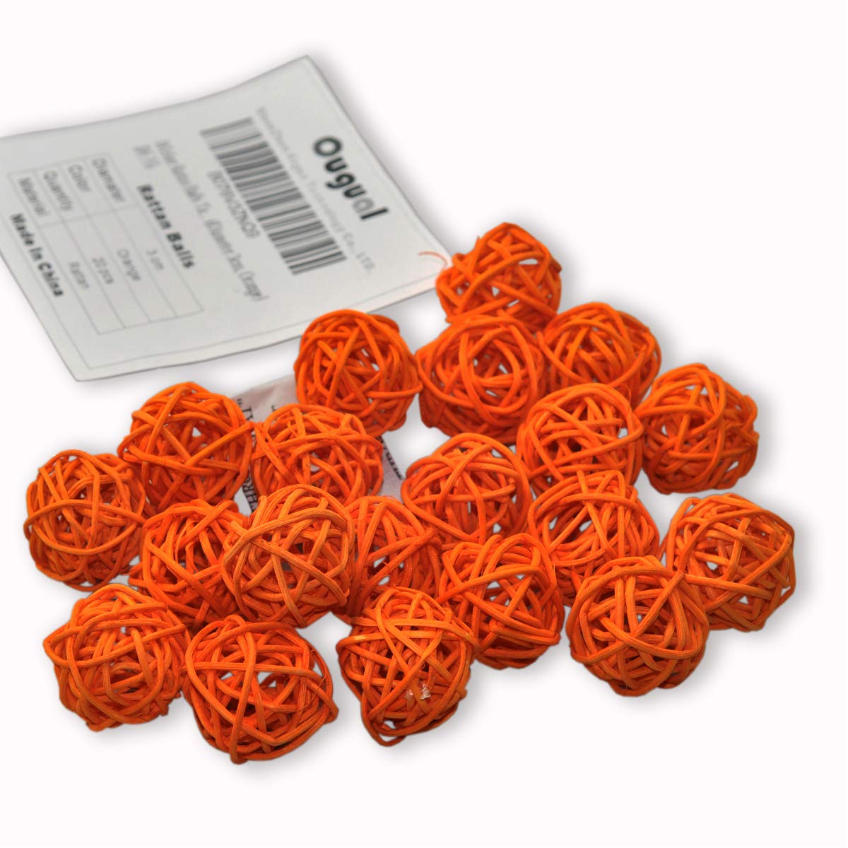 Ougual Natural Wicker Rattan Balls Table Wedding Party Hanging Wobble Ball Christmas Decoration (3cm, 20pcs, Orange)