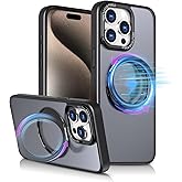 Lokyoo for iPhone 15 Pro Max Case, [Compatible with Magsafe][Built in Stand & Rotating Ring Holder] MIL-Grade Dual Layer Shockproof with Matte Hard Back, Full Protective Case for 15 Pro Max-Black