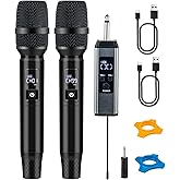 MOREFAND Wireless Microphones, Wireless Bluetooth Karaoke Microphone with Rechargeable Receiver(40H - 500 Ft Range), Karaoke Microphone Set for Singing, Wedding, DJ, Party, Speech, Church