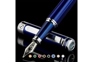 Scriveiner Midnight Blue Fountain Pen - Stunning Luxury Pen with Chrome Appointments, Schmidt Nib (Medium), Best Pen Gift Set for Men & Women, Professional, Executive, Office, Nice Pens