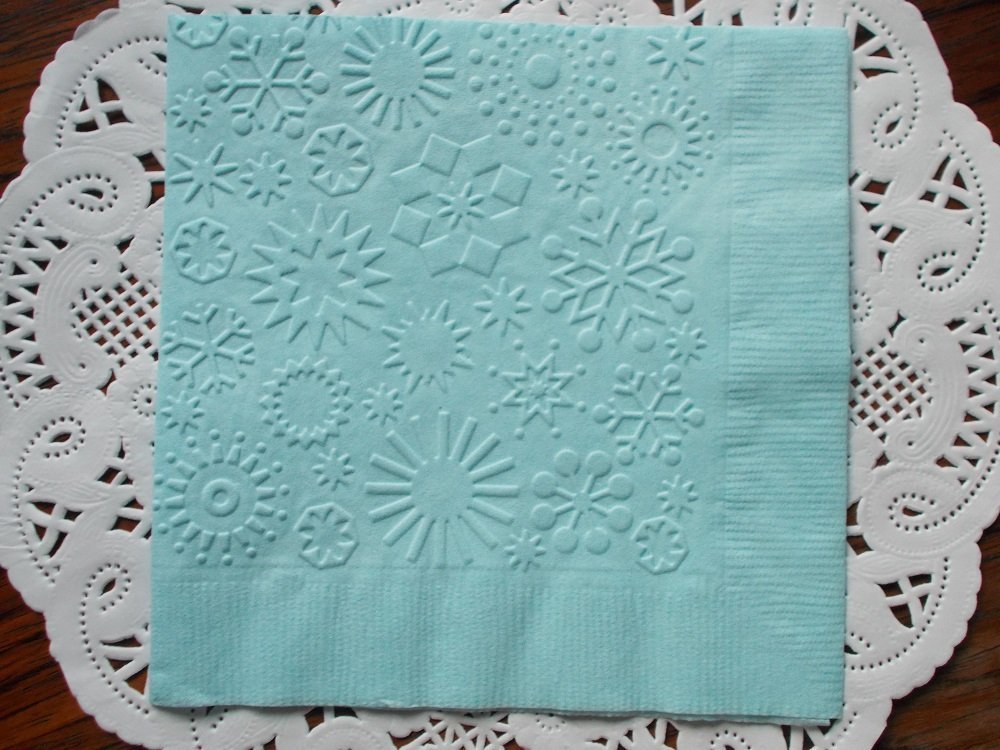 Light Blue Snowflake Embossed Paper Napkins Holiday