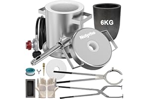 Nelyrho 6KG Propane Melting Furnace Kit with Two Crucible Tongs, Full Stainless Steel Foundry Klin Oxygen Torch Smelting Gold Silver Copper Aluminum Metal Recycle 2700℉