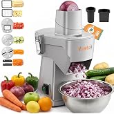Newhai 4 in 1 Updated Commercial Electric Vegetable Chopper Dicer Slicer | Automatic Multi Veggie &amp; Fruit Cutter Processor, Stainless Steel Shredder Machine for Onion Potato Cabbage Lemon, 200W, 110V