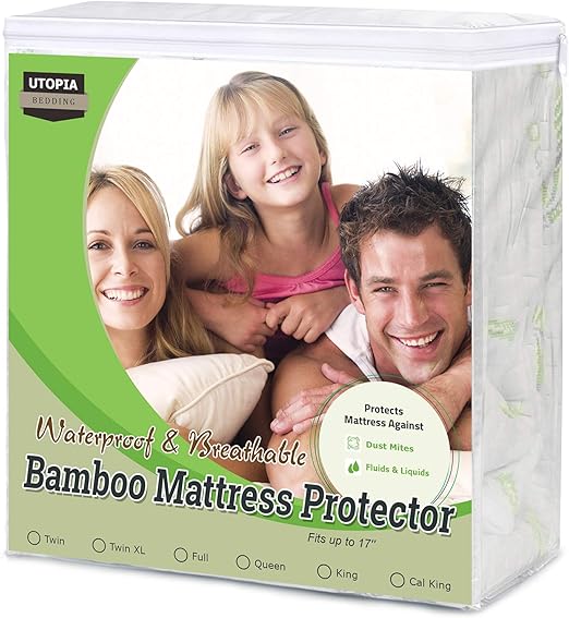 Utopia Bedding Waterproof Bamboo Mattress Protector Fitted Mattress