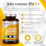 EVO NUTRITION Vitamin D3 4000iu & K2 MK7 100ug 400 Tablets UK Made view 6