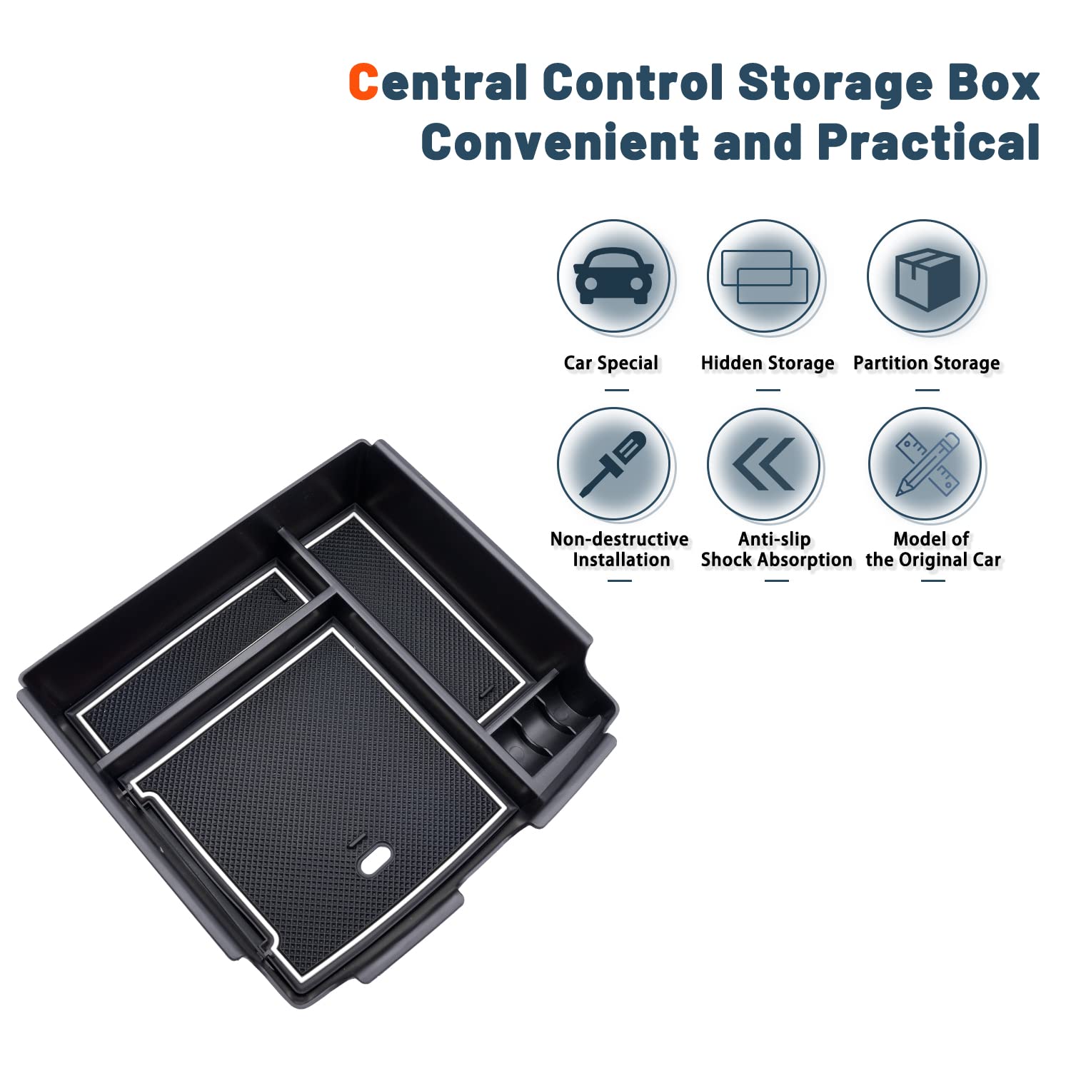 2024 Carnival Accessories SXCY Center Console Organizer Tray For 2022-2025 Kia Carnival | Custom Fit ABS Plastic With Anti-Slip Mats Custom Fit