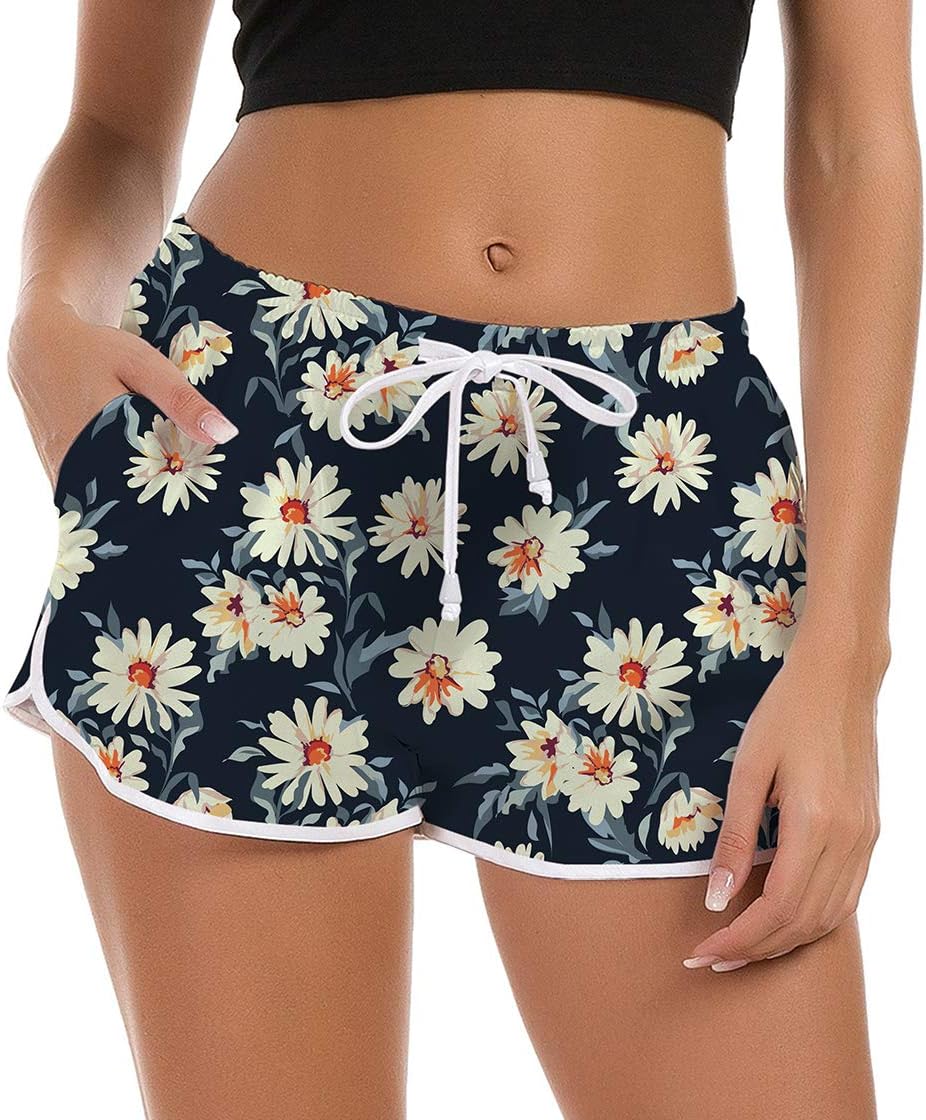 Fanient Women Swim Shorts 3D Graphic Beach Board Shorts Summer Swimwear Bottom Novelty Workout Gym Sport Pants with Adjustable Drawstring XS-XL