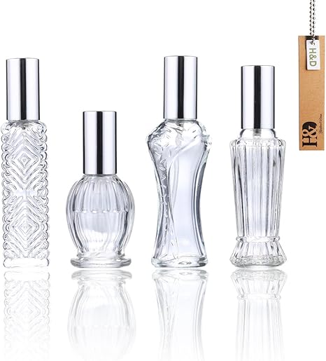 Amazon H D 4個セット香水瓶 詰替用瓶 空きアトマイザー香水瓶 化粧水用瓶 装飾雑貨 ガラス製 クリア ｈ ｄ 生活雑貨 通販