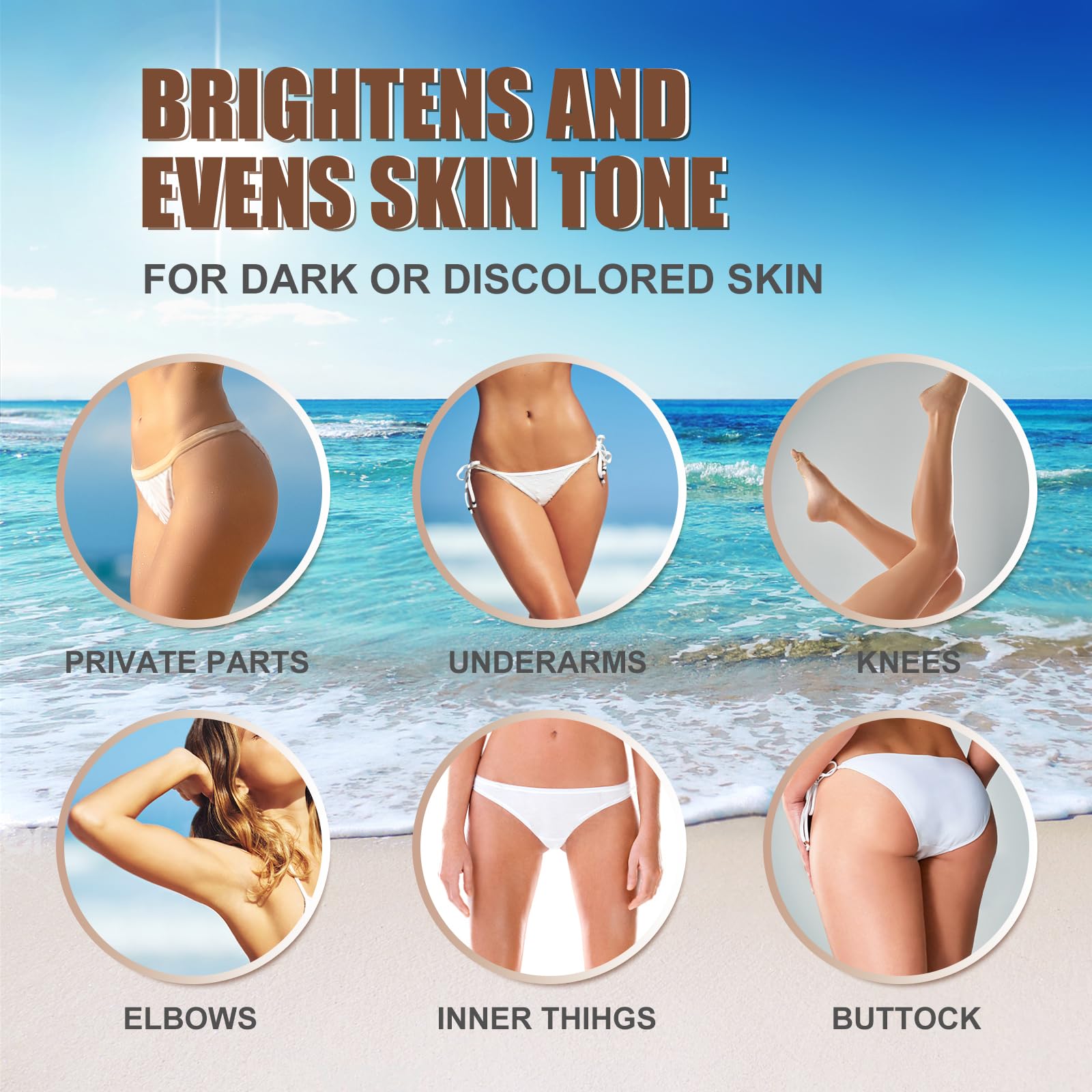 Anal Bleach Cream - intimate area, private area, underarms, knees, elbows, armpit,Butt, Bikini Area, Anus, Inner Thighs 2 Oz