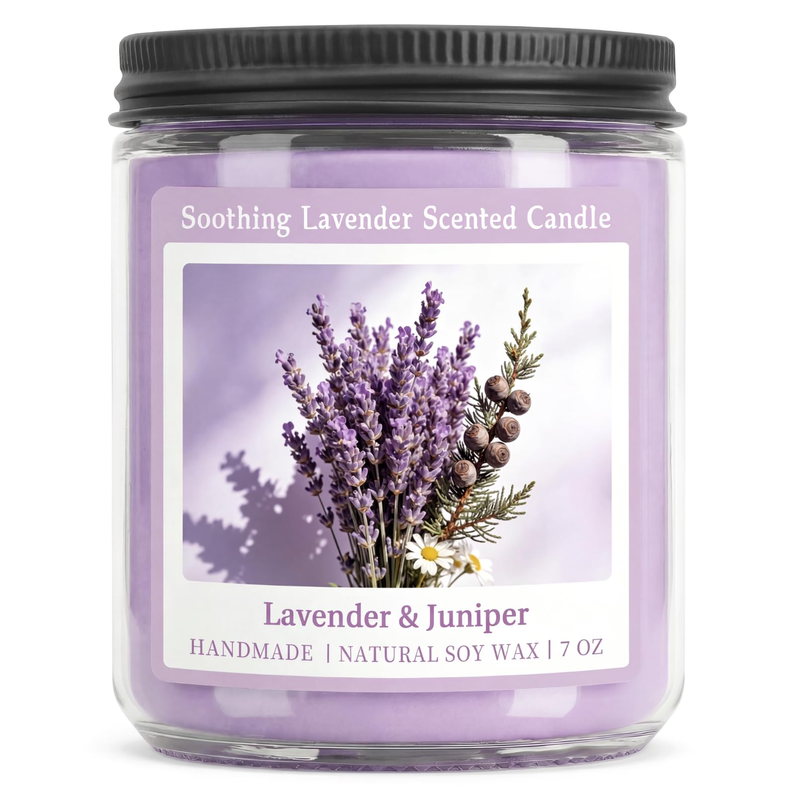 Homsolver Soothing Lavender Scented Candle, Natural Soy Candles with 50+ Hour Burn, Soft Juniper Lavender Fragrance for Home, Gift for Women, Men & Friends, Everyday Home Use, Comfortable Spaces