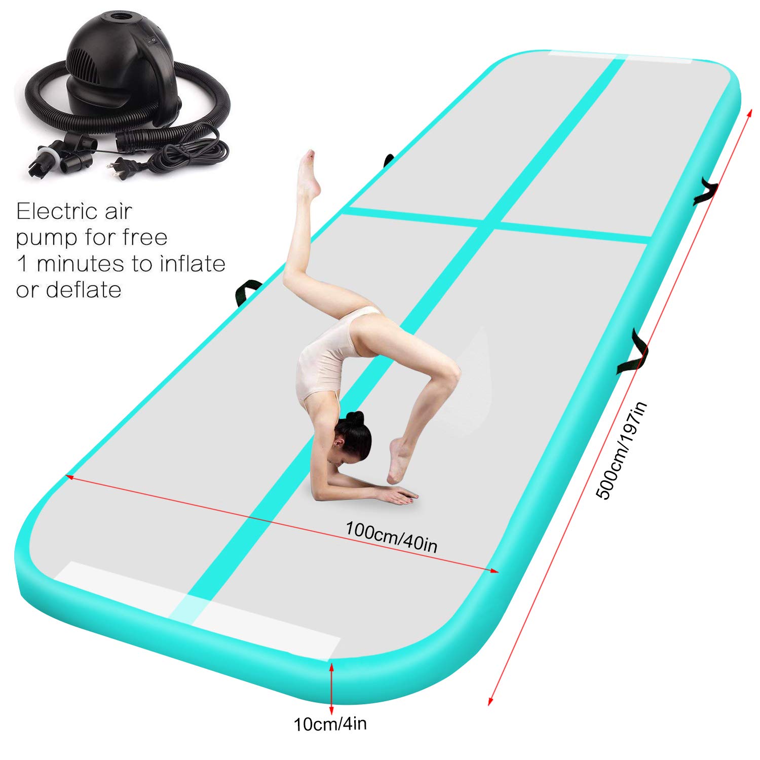 Inflatable Gymnastic Mat Air Track Tumbling Mat with Pump