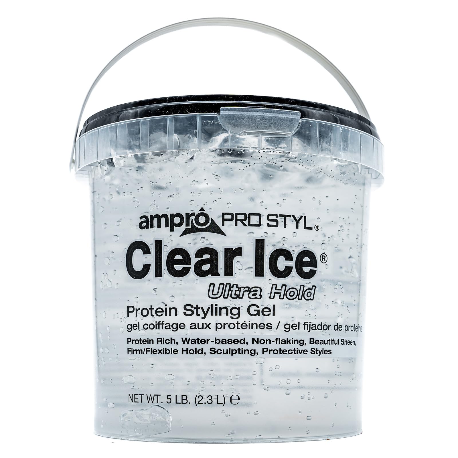Ampro Pro Styl Clear Ice Styling Gel - Protects and Strengthens Your Strands - Non-Flaking, Alcohol Free, Vegan Formula - Flexible, Touchable Hold for All Hair Types - 5 oz