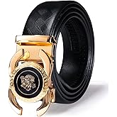 Barry.Wang Designer Mens Belts Leather Ratchet 1 3/8" Adjustable Sliding Buckle Dress Belt Automatic Strap Golf Business