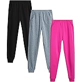 Coney Island Girls' Active Sweatpants - 3 Pack Soft Fleece Athletic Performance Joggers for Girls with Pockets (Sizes: 5-16)
