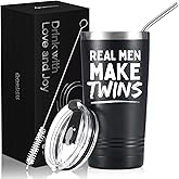 Twins Dad Gifts - Real Men Make Twins - Funny Dad of Twins Gifts, Onebottl Tumbler 20Oz, Black