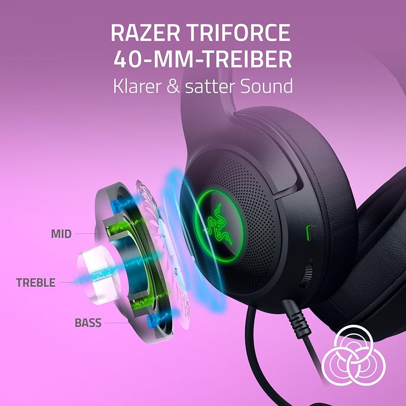 Kraken Kitty V2 - Kabelgebundenes RGB-Headset mit Katzenohren (Reaktive Streaming-Beleuchtung, HyperClear Mikro, Triforce 40mm Treiber, 7.1 Surround Sound) Schwarz