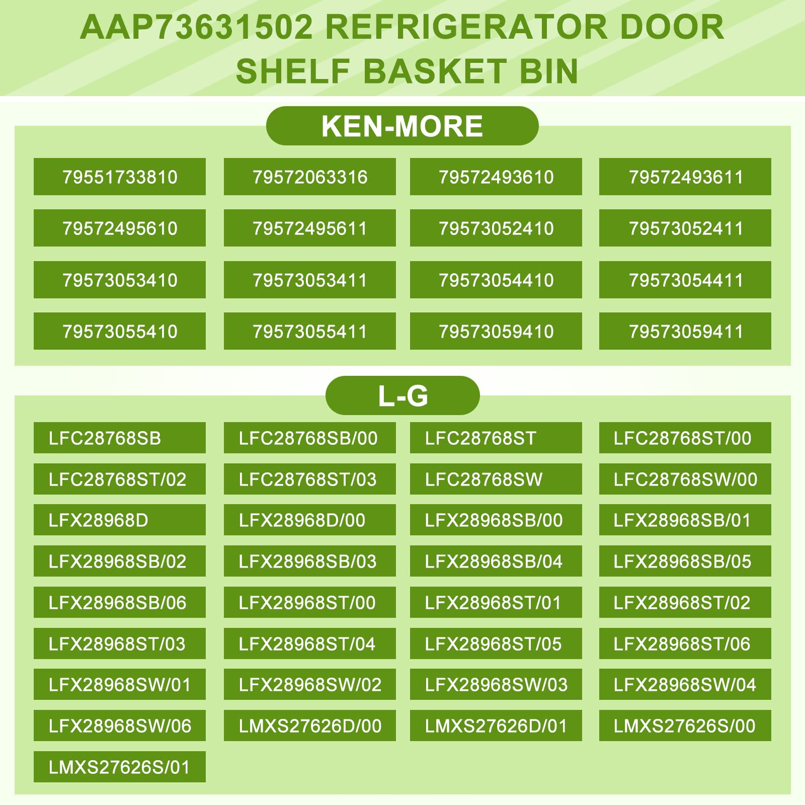 AAP73631502 LG Refrigerator Shelf Replacement (RIGHT) Compatible with Ken-more LG Refrigerator Door Bin LFX28968ST LMXS27626S - BY AMI PARTS