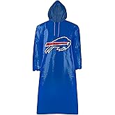 Buffalo Bills Waterproof Rain Poncho for Adults, Sporty Rain Poncho for Men and Women, with Elastic Sleeves and Drawstring Hood for extra protection. Rain Coat for Rainy Weather. Rain Jacket