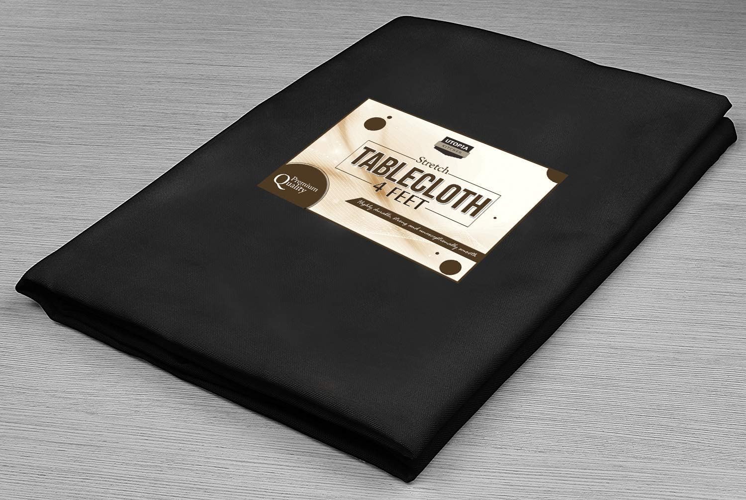 Utopia Kitchen - Stretchable Tablecloth - Spandex Tight Fit Table Cover for Event & Parties - Washable and Wrinkle Resistant (4 Feet, Black): Home & Kitchen