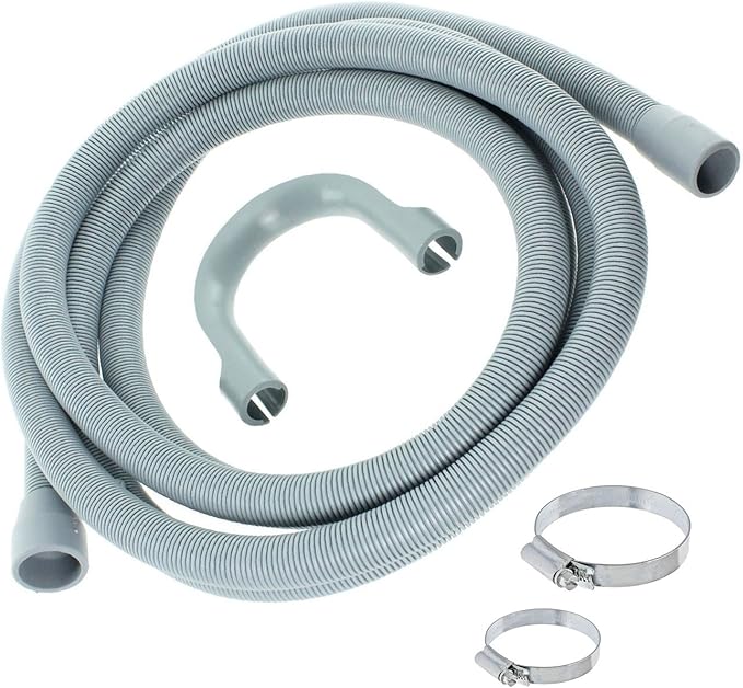 SPARES2GO Drain Outlet Hose & Clip Kit for Hotpoint Dishwasher (2.5M