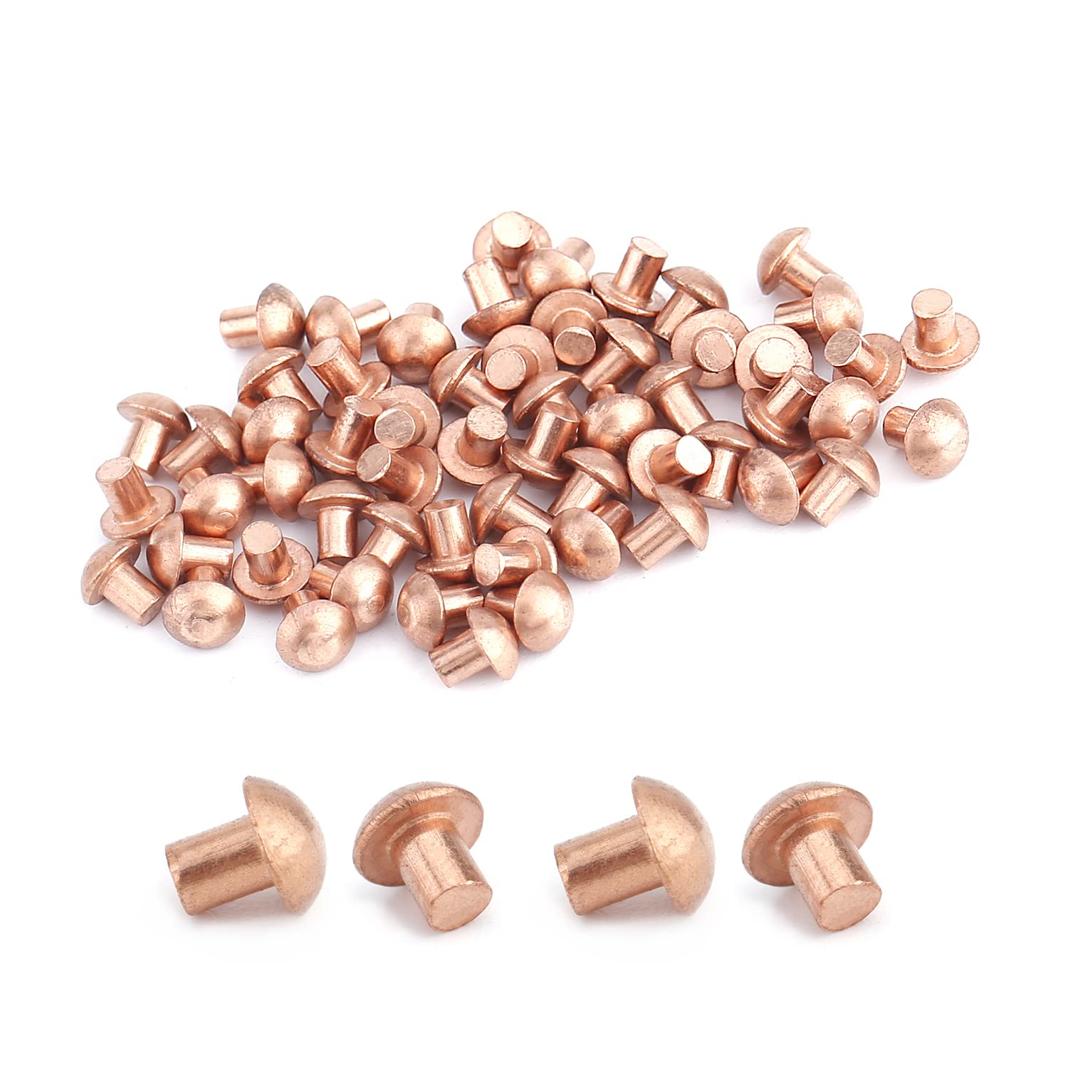MroMax 200Pcs M2.5 Round Head Copper Solid Rivets