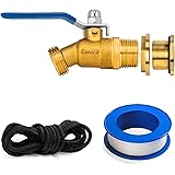 Renator P72-02440G Brass Spigot for Rain Barrel. Lead-Free Compliant, 3/4" Quarter Turn Ball Valve w/Bulkhead Fitting, Thread