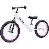 bicystar 16 Inch Balance Bike for Kids 5-8 with Air Tires | lightweight frame, smooth air tires, adjustable fit, outdoor riding, footrests, easy assembly, no pedals