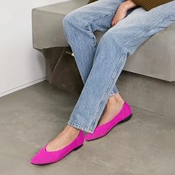 TINGRISE Women's Flats Shoes Pointed Toe Knit