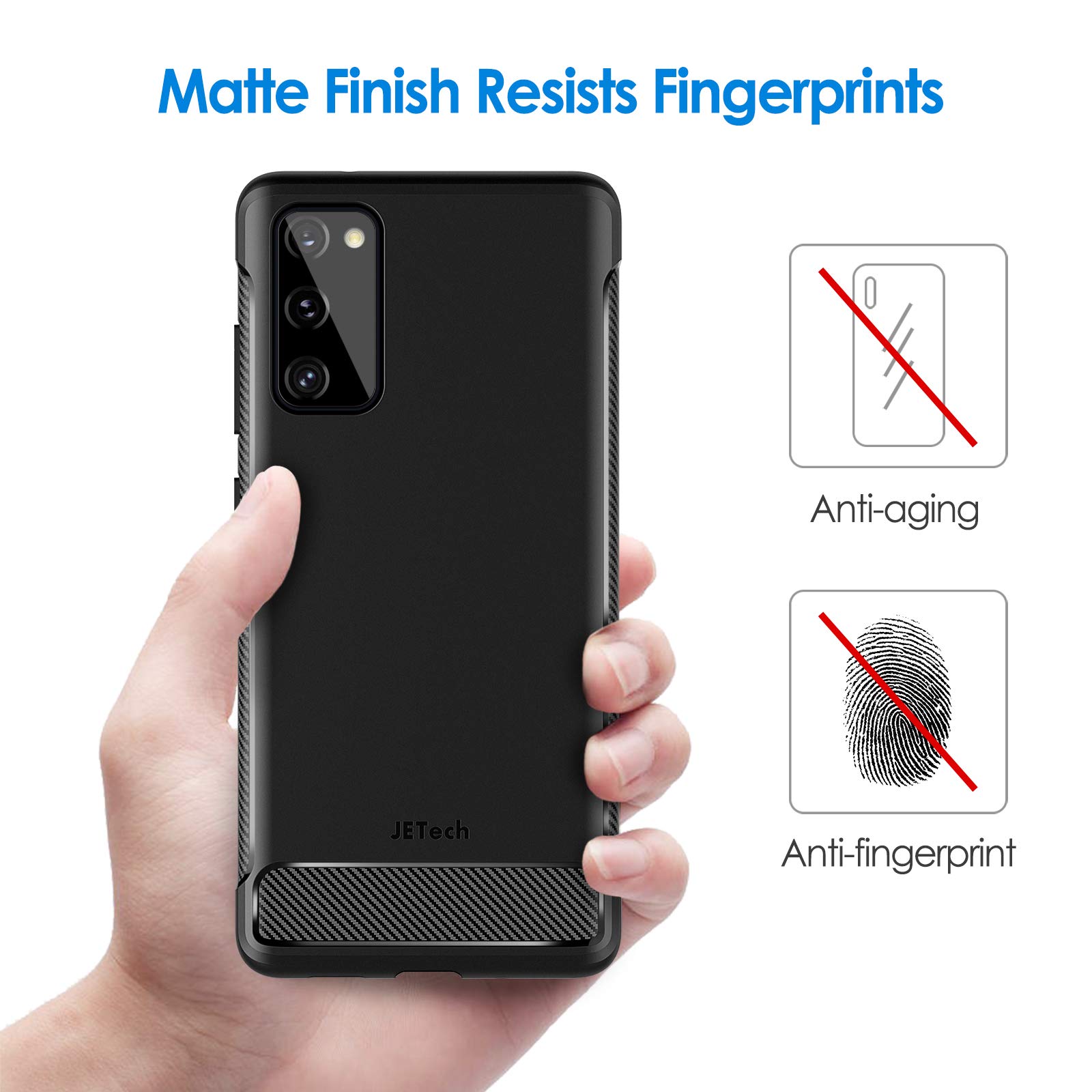JETech Slim Fit Case for Samsung Galaxy S20 FE 5G 6.5-Inch, Thin Phone Cover with Shock-Absorption and Carbon Fiber Design (Black)