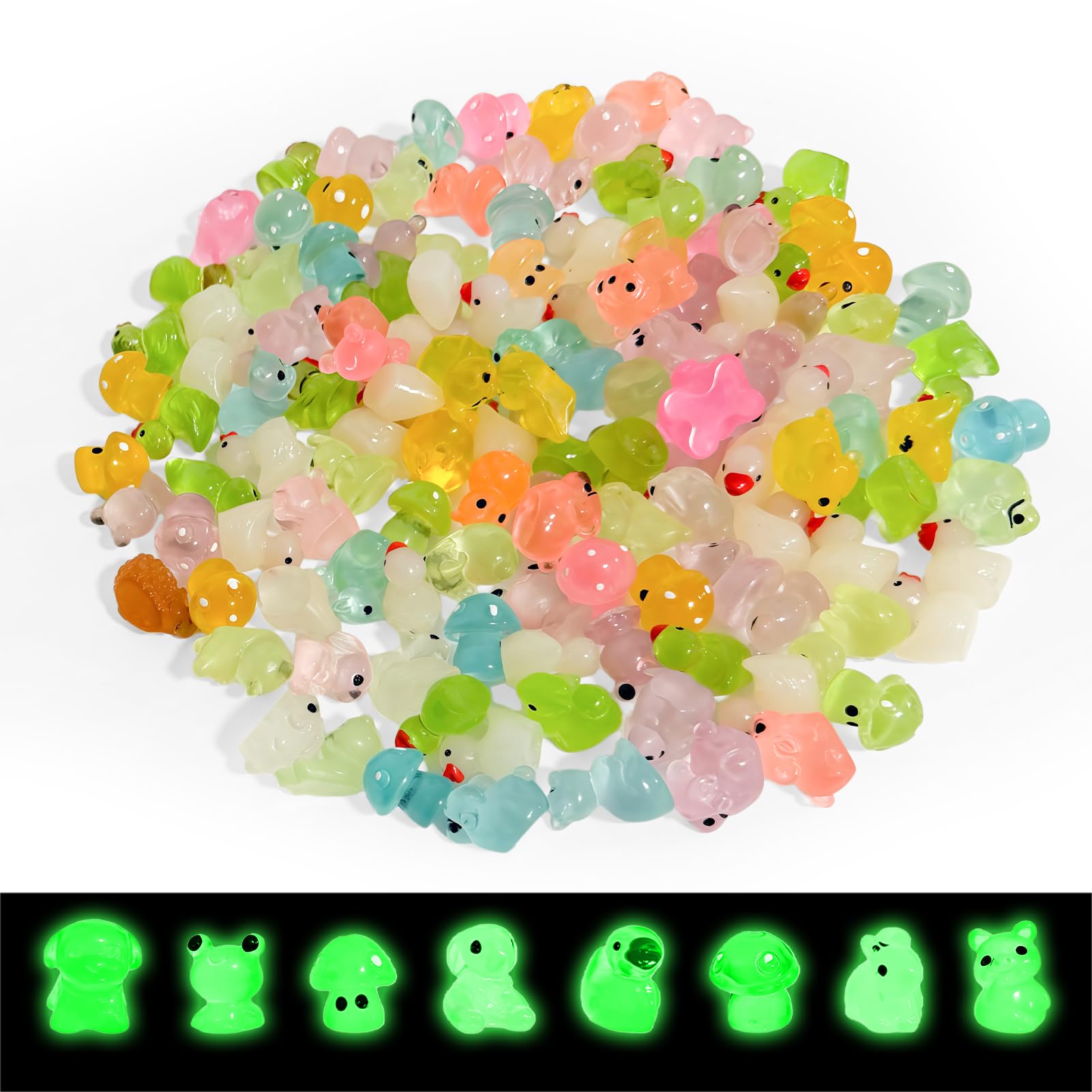 Mini Resin Animals Figurines, 130 Pcs Assorted Tiny Plastic & Glass Animal Figures, Mini Resin Animals, Perfect for Crafts, Decorations & Collectibles, Colorful Mini Resin Animals Set for Home Decor