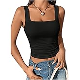 SOLY HUX Women's Square Neck Tank Tops Sleeveless Fitted Dressy Casual Summer Top
