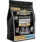 Screamin Energy Ultra Sample Pack, 6 Energy Shot Pouches | Caramel Mocha and Island Punch Flavors | Caffeine with Panax Ginseng and B Vitamins