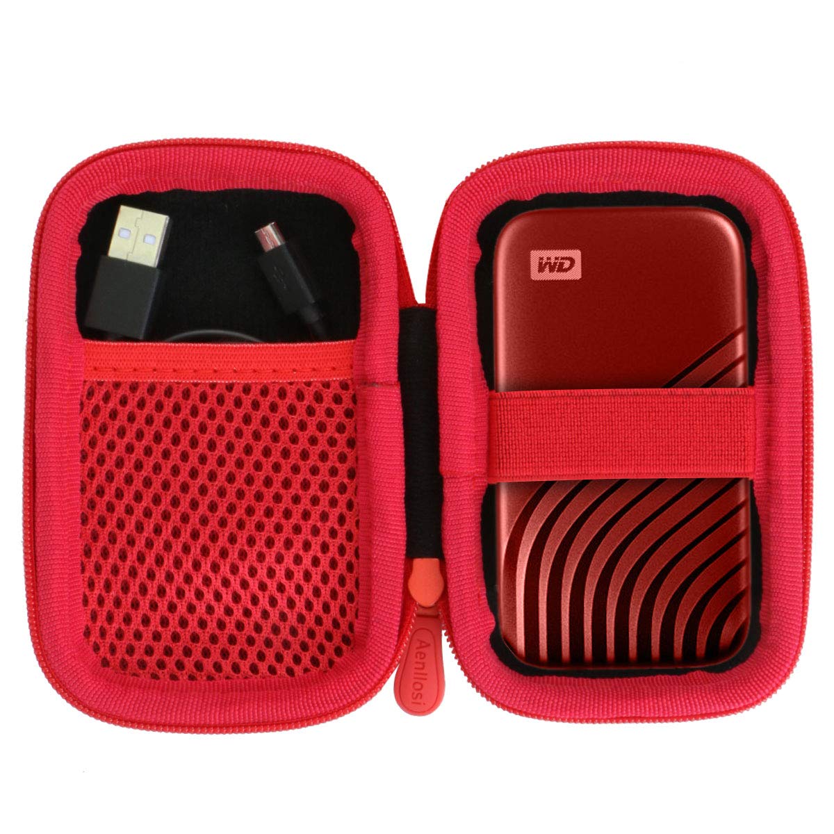 Hard Storage Case for WD My Passport Portable SSD 2020 by Aenllosi (Red,only case)