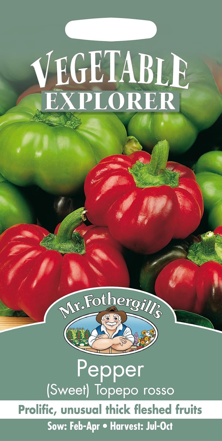 Mr Fothergill?s Seeds Ltd 15421 Vegetable Seeds, Pepper (Sweet) Topepo Rosso F1, Mixed