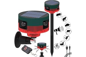 SENKEFEI SS Solar Outdoor Motion Sensor Alarm,with Upgraded 360° Motion Detector Alarm, 129db Loud Siren, and Remote Keep Unwanted Explorers at Bay