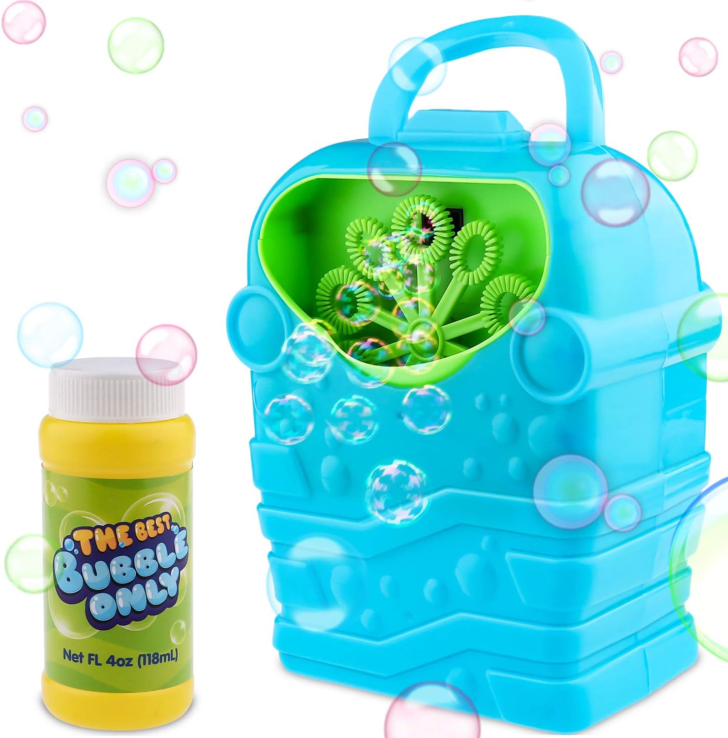 Tinabless Bubble Machine with Bubbles Refill Solution, Automatic Durable Bubble Blower for Kids, Bubble Maker for Bubble Blaster Party Favors, Summer Toy, Outdoors Activity, Easter, Birthday Gift