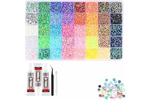 Bedazzling Kit with 40 Colors Rhinestones, 32000PCS 3mm Flatback Gems for Bedazzling, Rhinestone with B7000 Glue, Bedazzle Ki