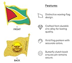 Guyana Flag Lapel Pin - Enamel Metal National Badge