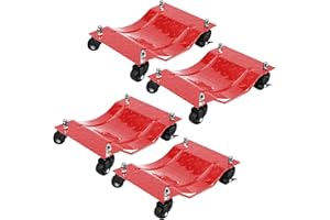4-Pack Heavy Duty Car Dolly, Cuisinaid Wheel Car Dolly Ball Bearings Skate with 360° Rotational Wheel for Moving Cars, Trucks, Trailers, Motorcycles, Makes Moving A Car Easy, 6000 lbs Capacity, Red