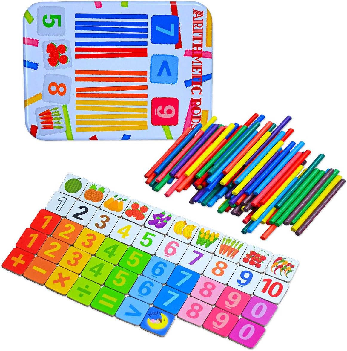 Vileafy Montessori Number Puzzles for Kids 3-5 Years Old - Mini Number Magnetic Puzzles and Counting Rods with A Storage Box, Excellent Preschool Teaching Tool for Toddlers Mathematical Intelligence