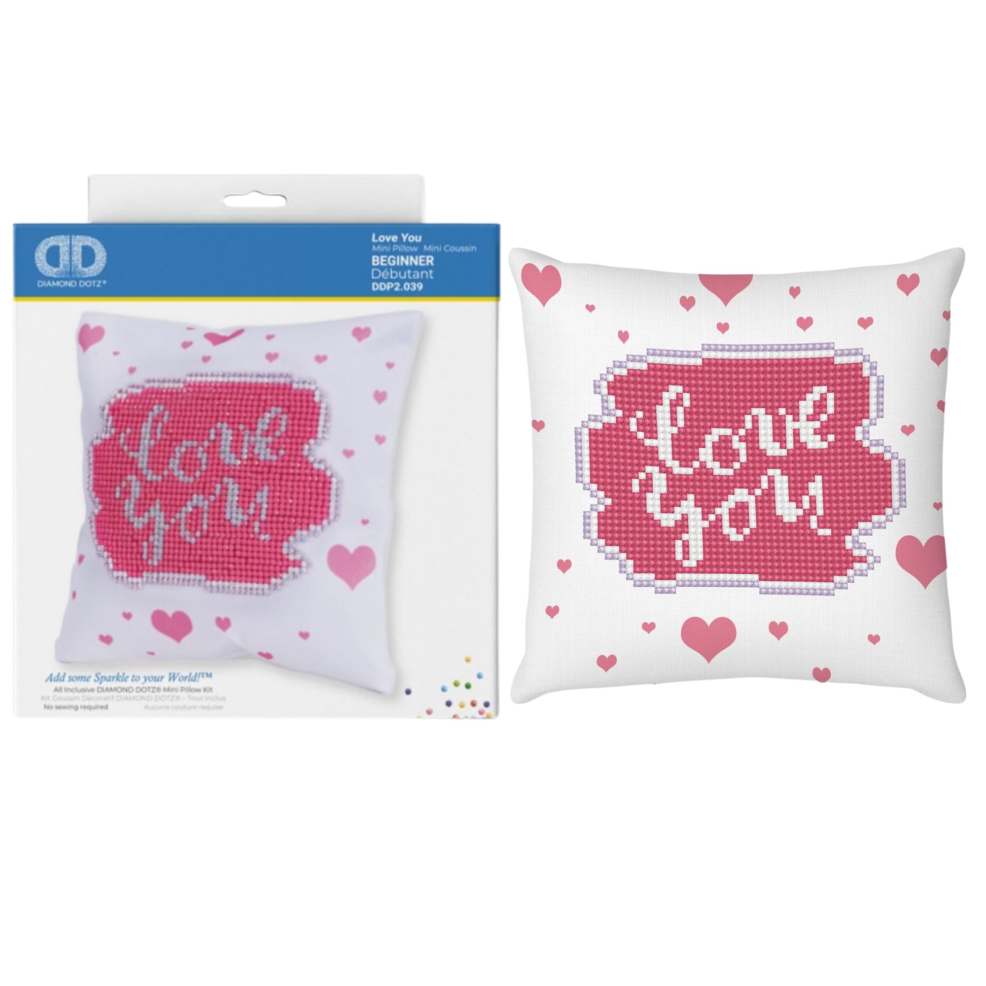 DIAMOND DOTZ DPP2 Pillow, Beginner, Love You, 18cm x 18cm
