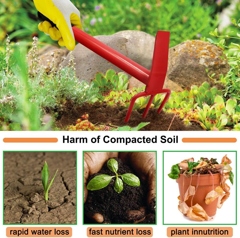 Colwelt Hand Cultivator 14'', All Steel Hoe and Cultivator with Carbon Steel Blade & Nonslip Ergonomic Handle, Heavy Duty Vegetable Tiller Terra Mattock for Loosening Compacted Soil, Weeding, Digging : Garden & Outdoor
