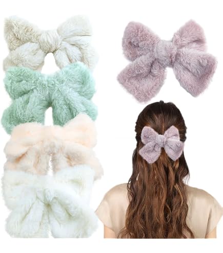 Mink Fur Hair Clip Bow Tie Unique All Hair Types Black Stylish Accessory Mink Fur Bow Shaped Hair Clip - Cute Fuzzy Hair Pin - Hair  main image 3