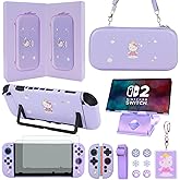 GUTIAL Accessories Set for Nintendo Switch 2 2025 - Cute Kawaii NS 2 Accessories kit for Grils Boys Kids with Travel Carrying Case and Cartoon Protective Cover, Screen Protector, Stand - Purple