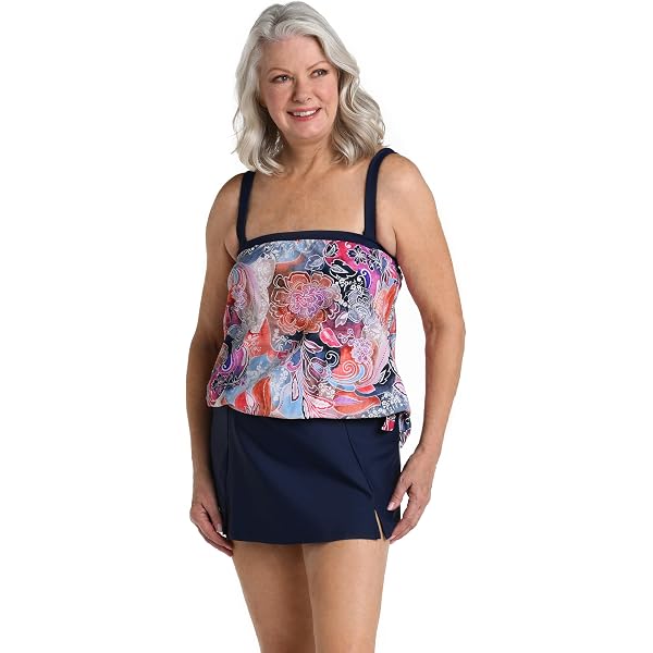 Costume Intero Donna Lucky Brand Tankini Con Scollo All'americana E Nappe - Coppe Rimovibili
